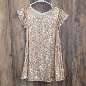 NWT Cat & Jack Chic Gold Sequin Dress Girl's 6/7 Small